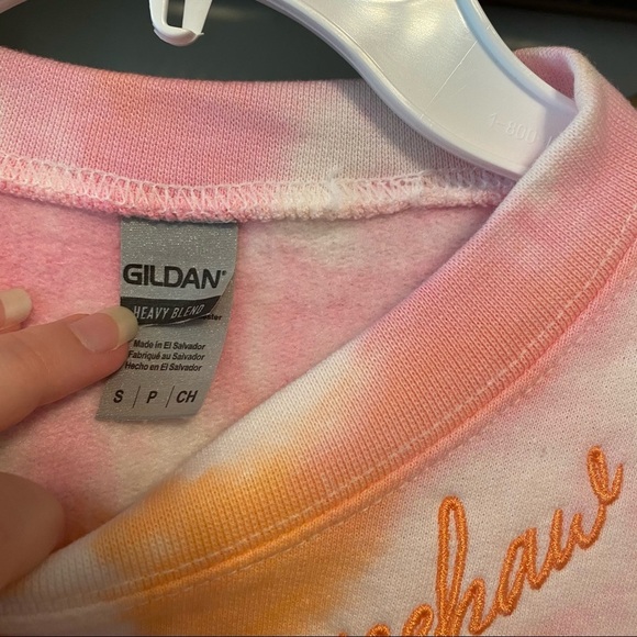 Pink & Orange Tie Dye Embroidery Yeehaw Sweatshirt - Picture 7 of 10